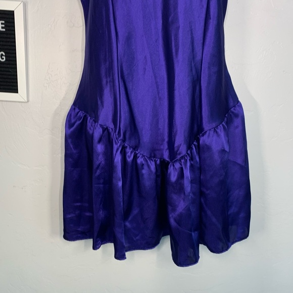 Purple Satin Babydoll Lingerie Dress Chemise Nightwear Sleepwear Size Large - Picture 2 of 9